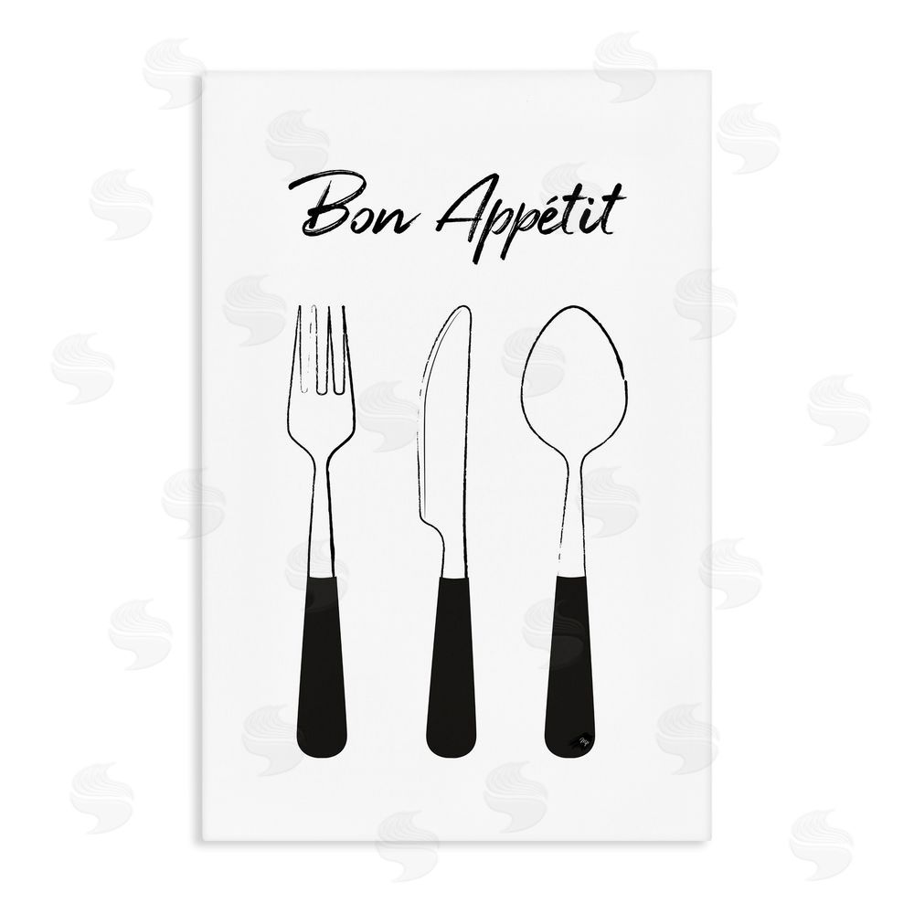Martina Pavlova Bon Appetit Fork Knife Spoon Stretched Canvas Wall Art Print