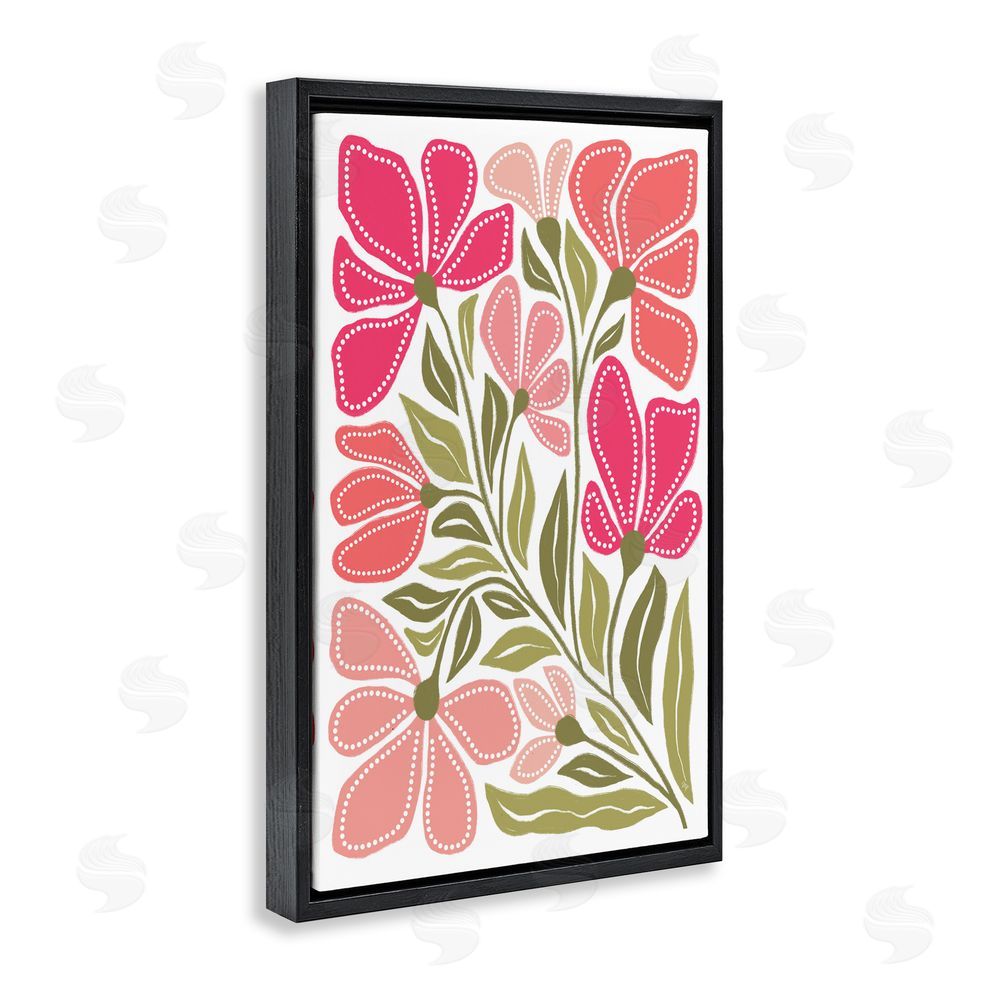 Martina Pavlova Bold Midcentury Blooms Black Floating Frame Canvas Wall Art Print
