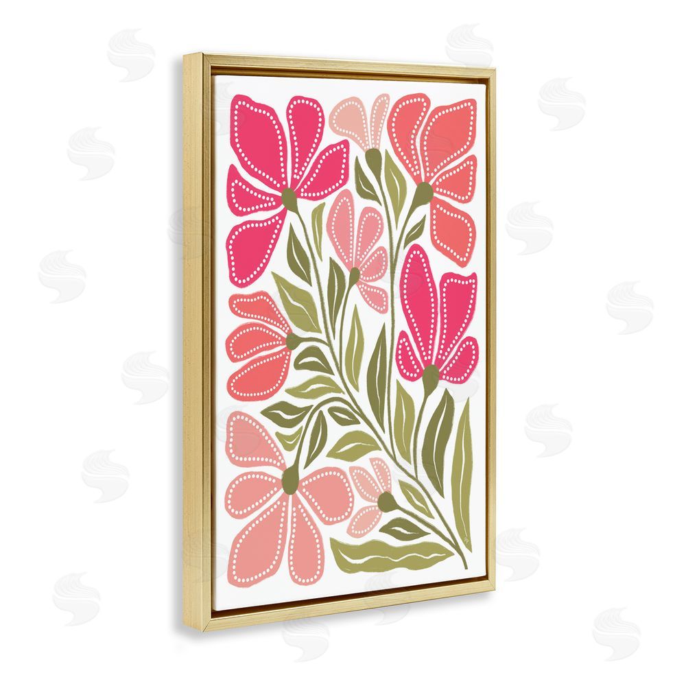 Martina Pavlova Bold Midcentury Blooms Gold Floating Frame Canvas Wall Art Print