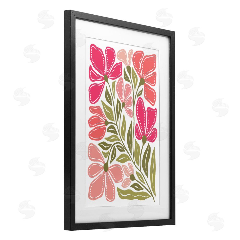 Martina Pavlova Bold Midcentury Blooms Black Framed Print Under Glass Wall Art