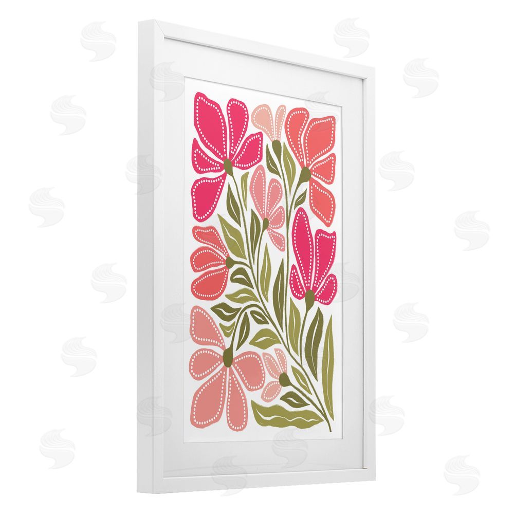 Martina Pavlova Bold Midcentury Blooms White Framed Print Under Glass Wall Art