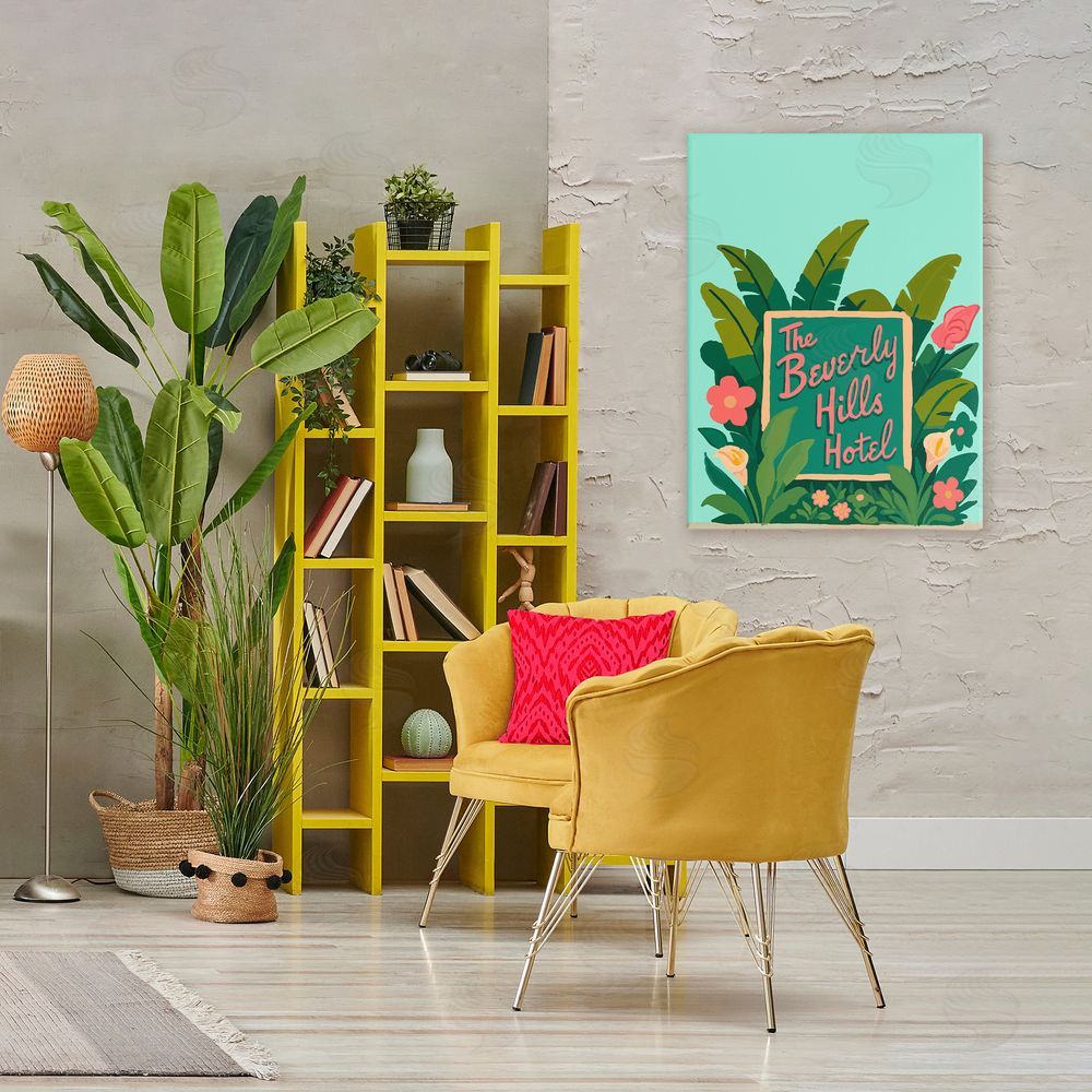 Amelia Noyes Beverly Hills Hotel Stretched Canvas Wall Art in Room