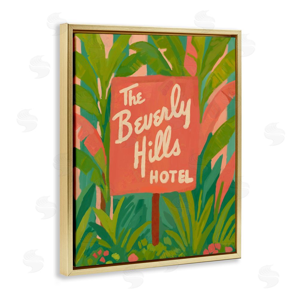 Amelia Noyes Tropical Beverly Hills Hotel Gold Floating Frame Canvas Wall Art Print