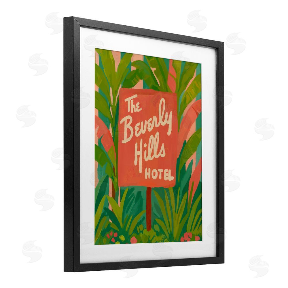 Amelia Noyes Tropical Beverly Hills Hotel Black Framed Print Under Glass Wall Art