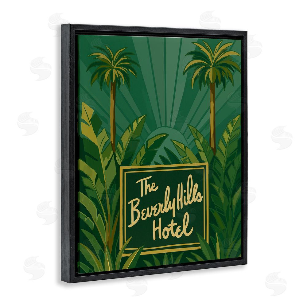 Amelia Noyes Retro Beverly Hills Hotel Black Floating Frame Canvas Wall Art Print