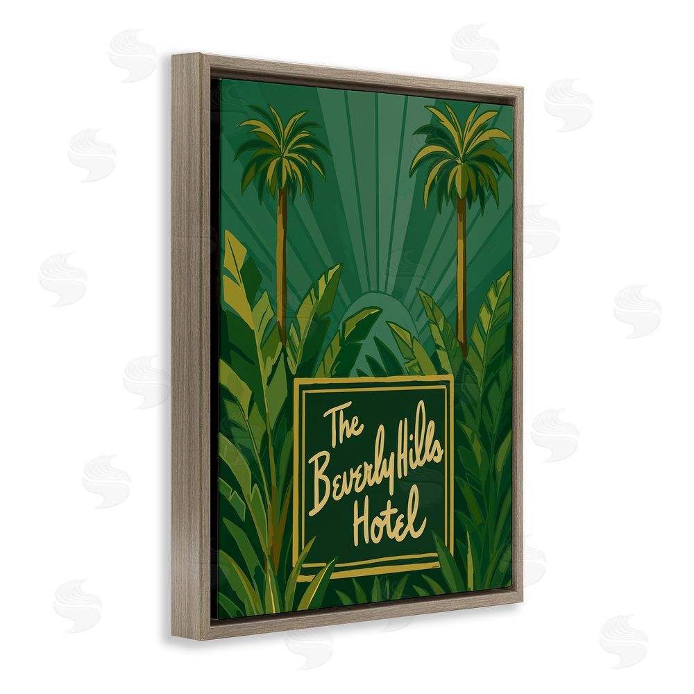 Amelia Noyes Retro Beverly Hills Hotel Brown Floating Frame Canvas Wall Art Print