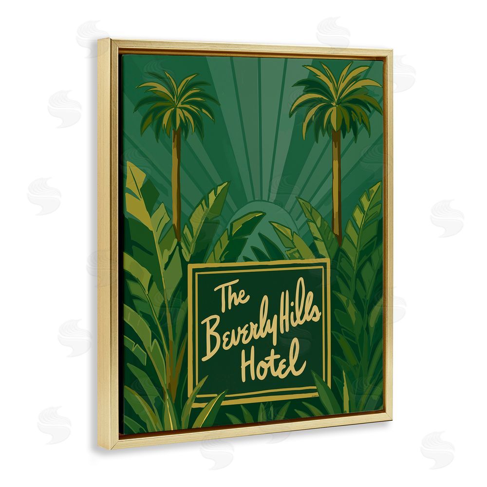 Amelia Noyes Retro Beverly Hills Hotel Gold Floating Frame Canvas Wall Art Print