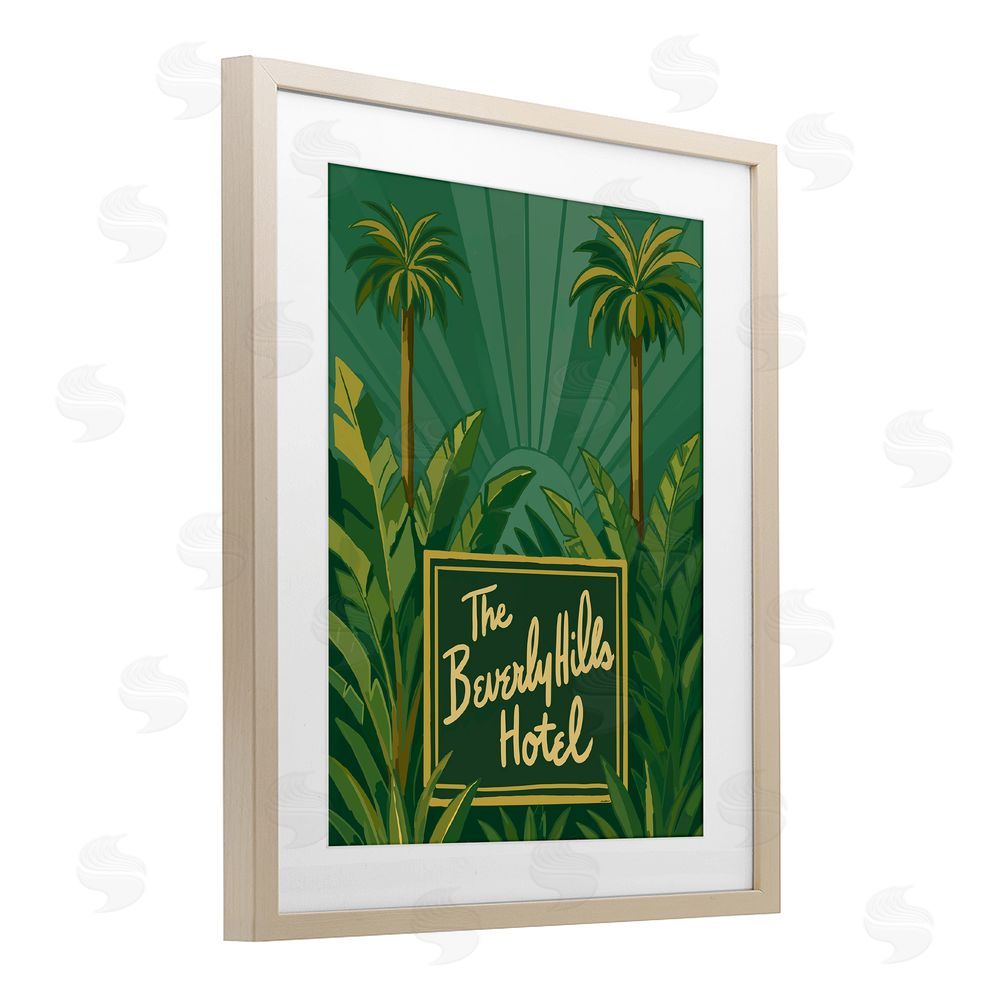Amelia Noyes Retro Beverly Hills Hotel Brown Framed Print Under Glass Wall Art