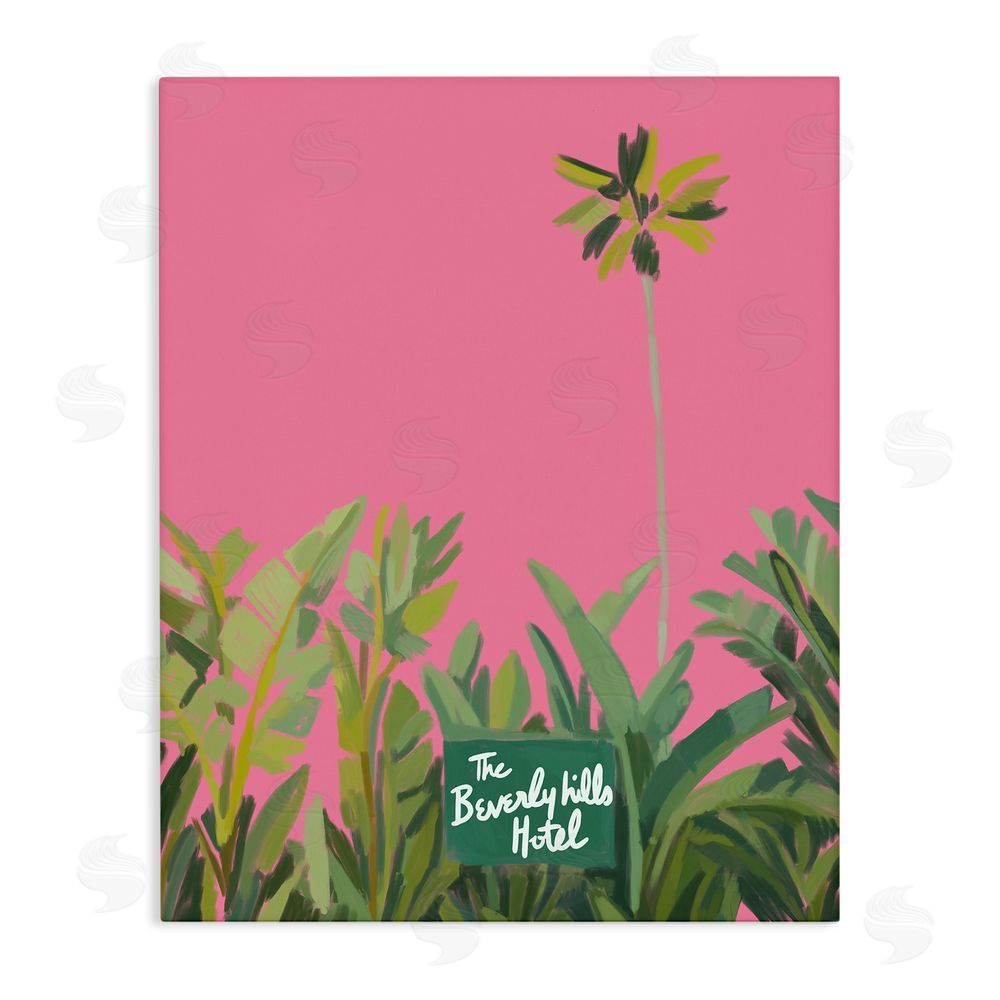 Amelia Noyes Beverly Hills Pink & Green Stretched Canvas Wall Art Print