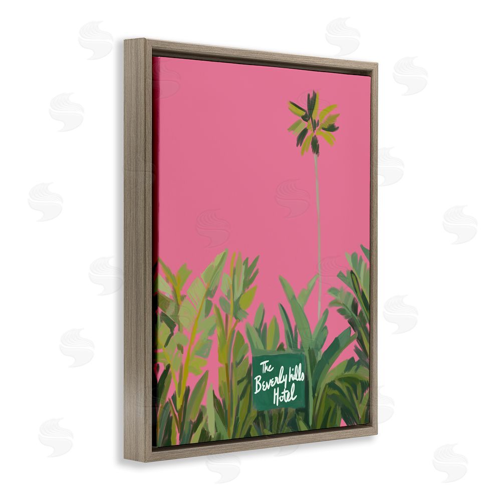 Amelia Noyes Beverly Hills Pink & Green Brown Floating Frame Canvas Wall Art Print