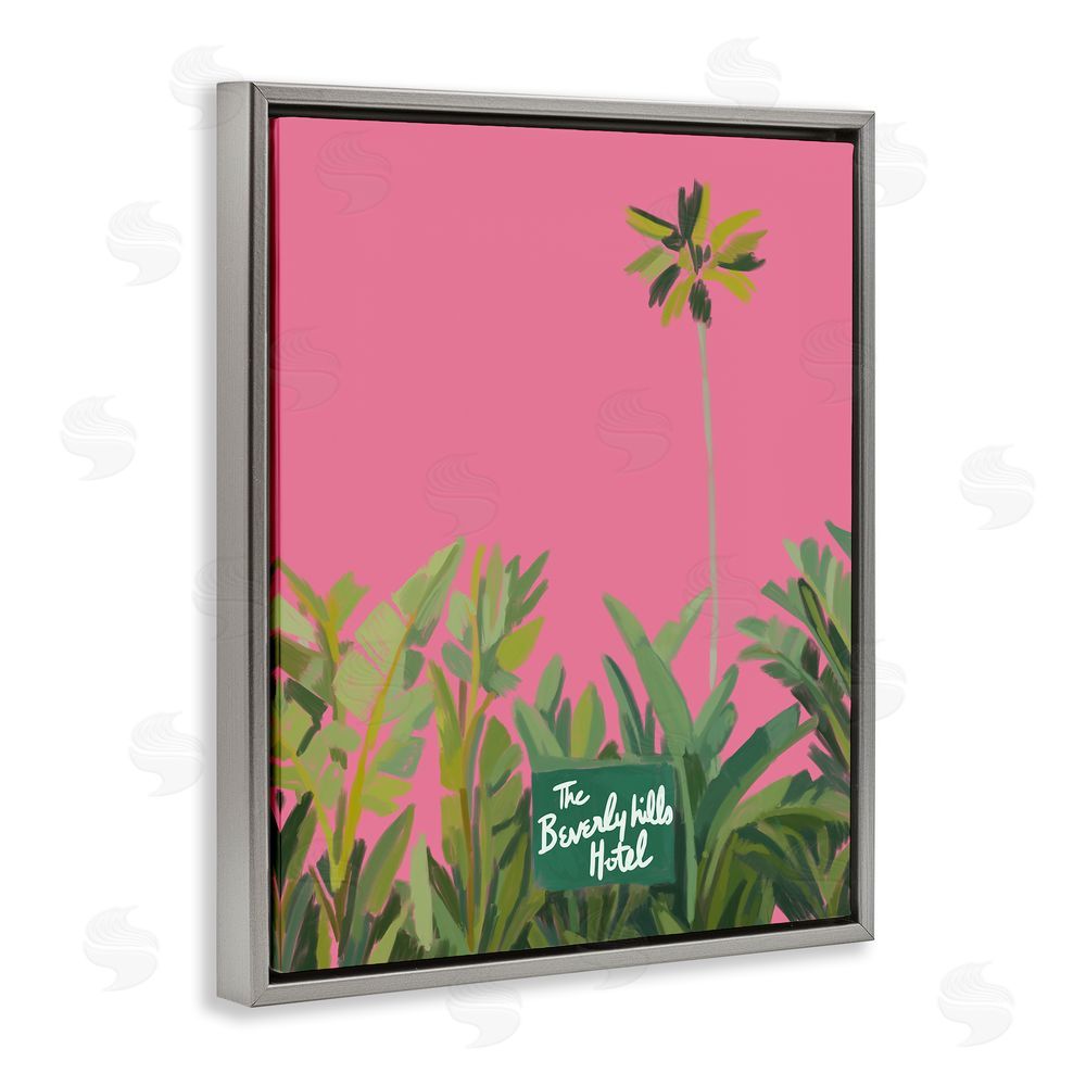 Amelia Noyes Beverly Hills Pink & Green Gray Floating Frame Canvas Wall Art Print