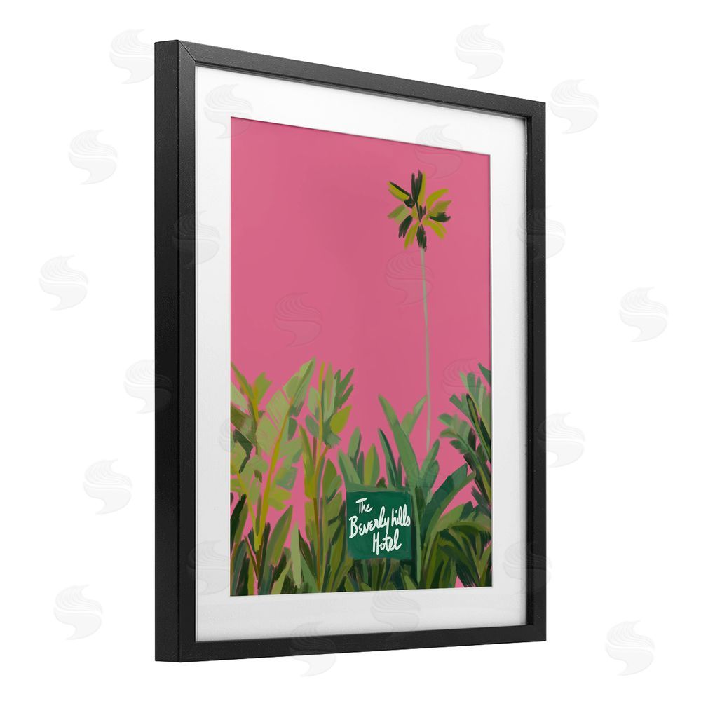 Amelia Noyes Beverly Hills Pink & Green Black Framed Print Under Glass Wall Art