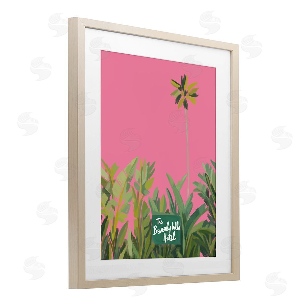 Amelia Noyes Beverly Hills Pink & Green Birch Framed Print Under Glass Wall Art
