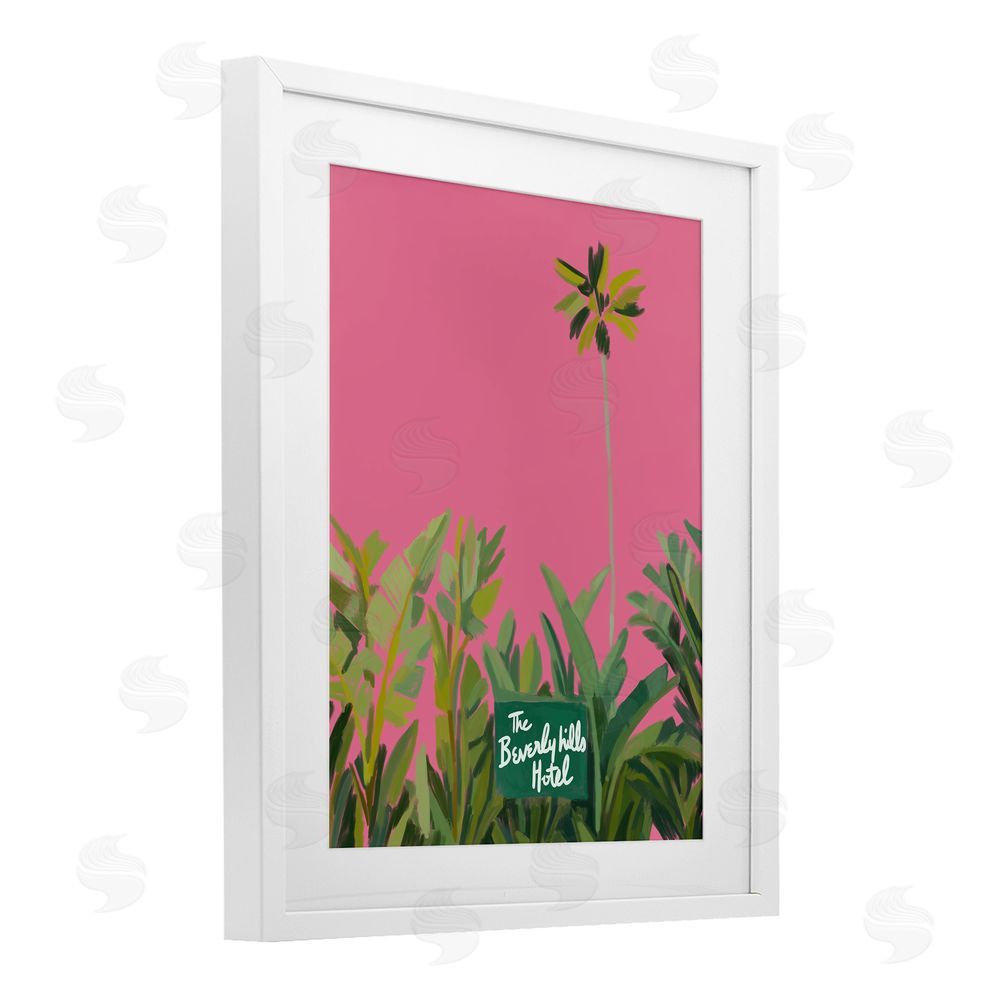 Amelia Noyes Beverly Hills Pink & Green White Framed Print Under Glass Wall Art