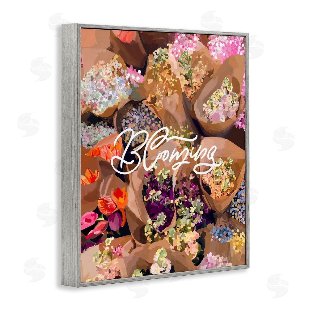 Amelia Noyes Blooming Spring Bouquets Gray Framed Giclee Wall Art Print