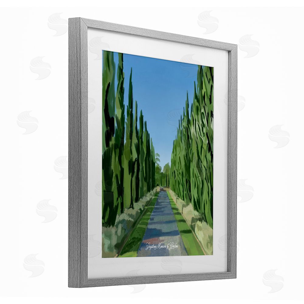 Amelia Noyes Greystone Gardens Path Gray Framed Print Under Glass with Mat Wall Art