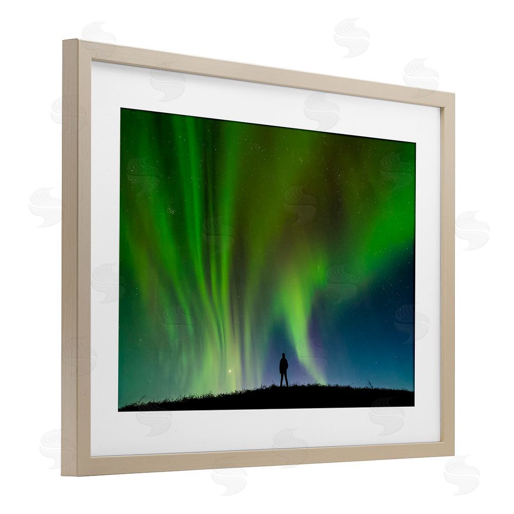 Shelley Carlisle Envelop Northern Lights Silhouette Brown Framed Print Under Glass Wall Art