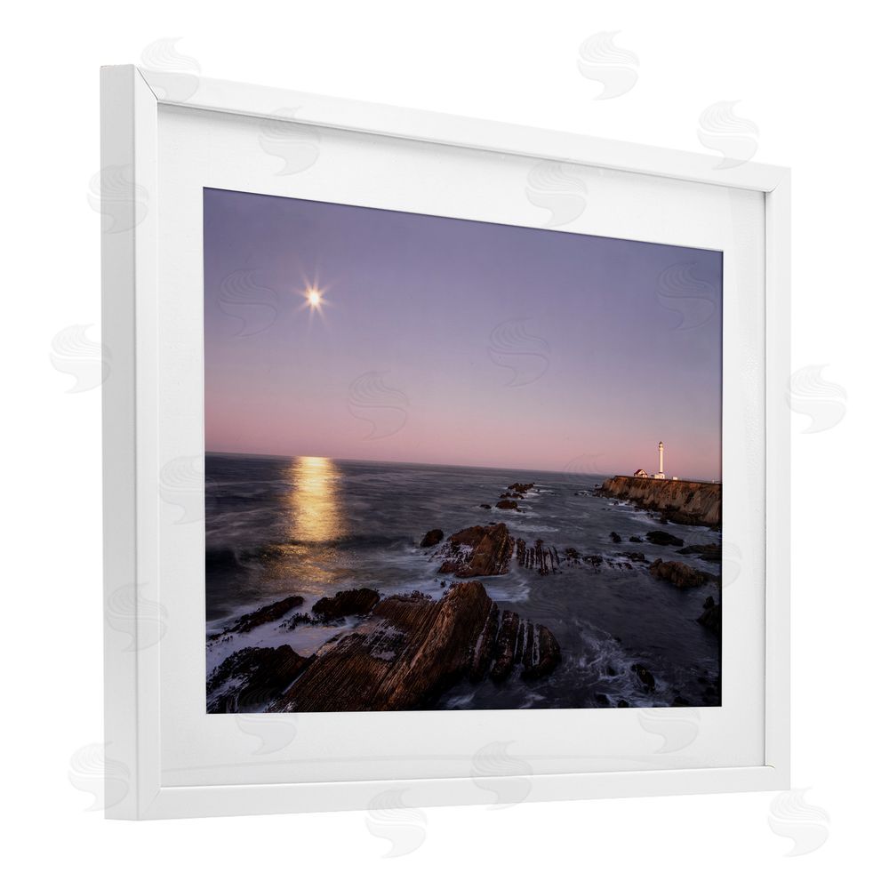 Shelley Carlisle Moon Arena Coastline White Framed Print Under Glass Wall Art