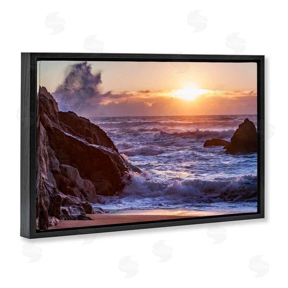 Shelley Carlisle Siren Song Rocky Shore Black Floating Frame Canvas Wall Art Print