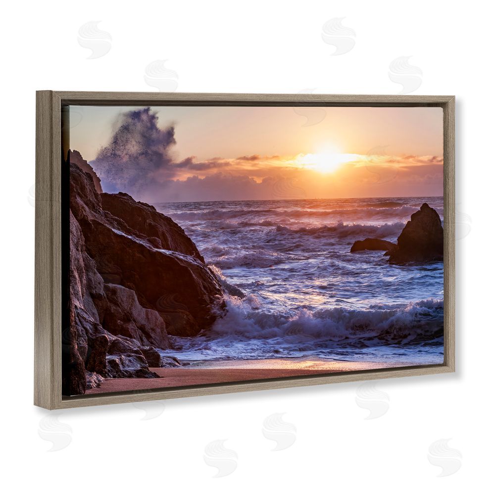 Shelley Carlisle Siren Song Rocky Shore Brown Floating Frame Canvas Wall Art Print