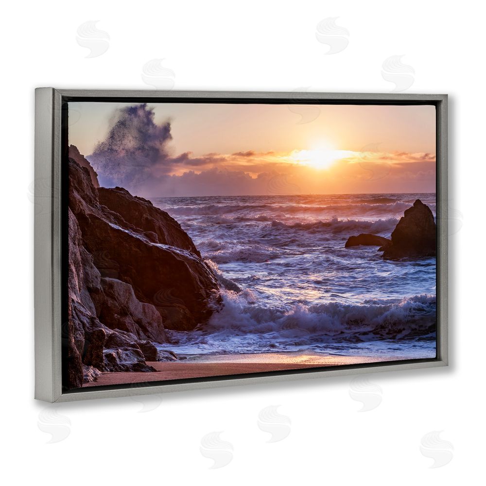Shelley Carlisle Siren Song Rocky Shore Gray Floating Frame Canvas Wall Art Print