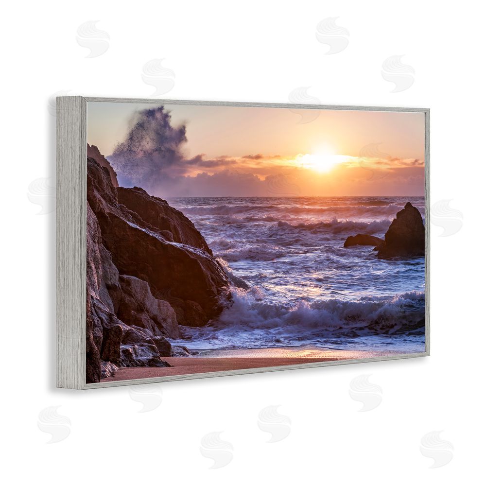 Shelley Carlisle Siren Song Rocky Shore Gray Framed Giclee Wall Art Print