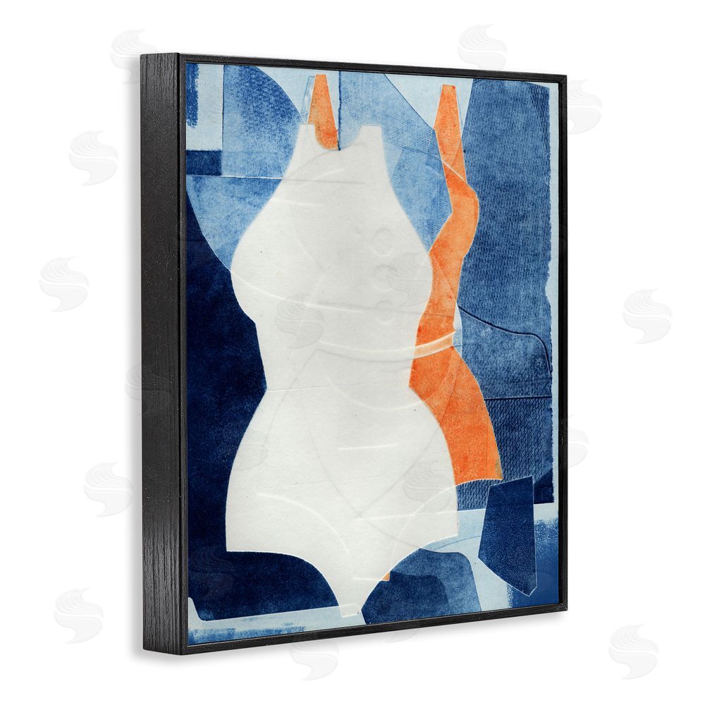 Stacy Milrany Abstract Fashion Shapes Blue Black Framed Giclee Wall Art Print