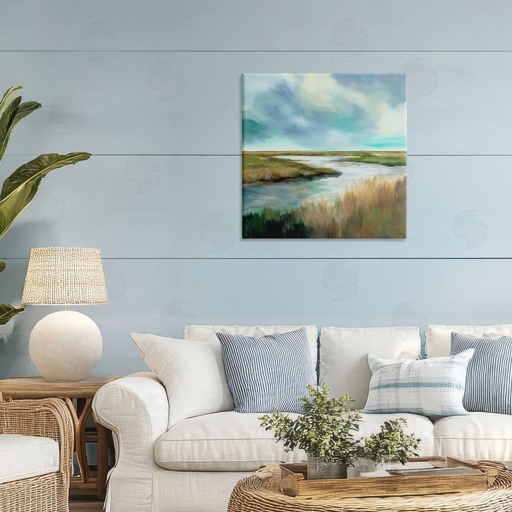 Liz Jardine Tranquil Meadow and Wetlands Stretched Canvas on Wall