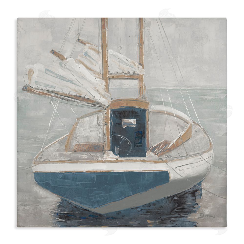 John Burrows Serene Harbor Sail Boat Stretched Canvas Wall Art Print