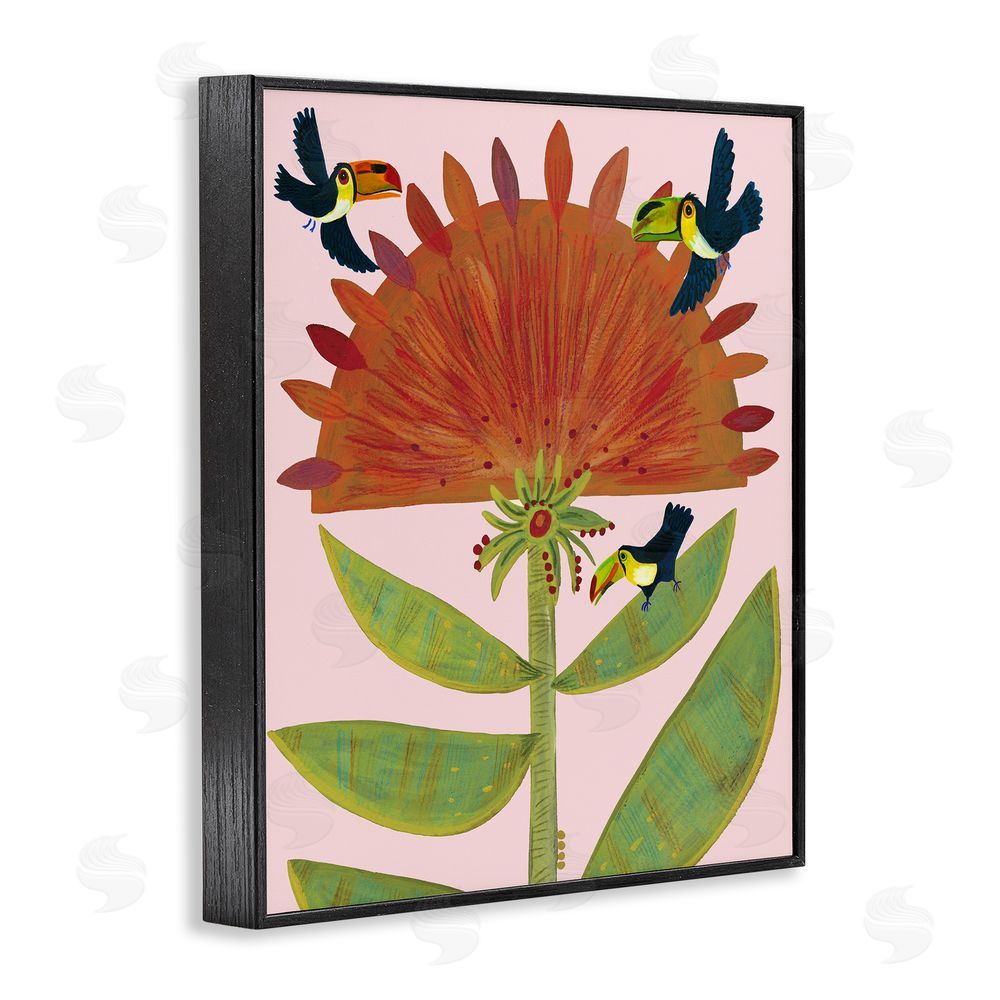 Kay Widdowson Tropical Plant & Toucans Black Framed Giclee Wall Art Print