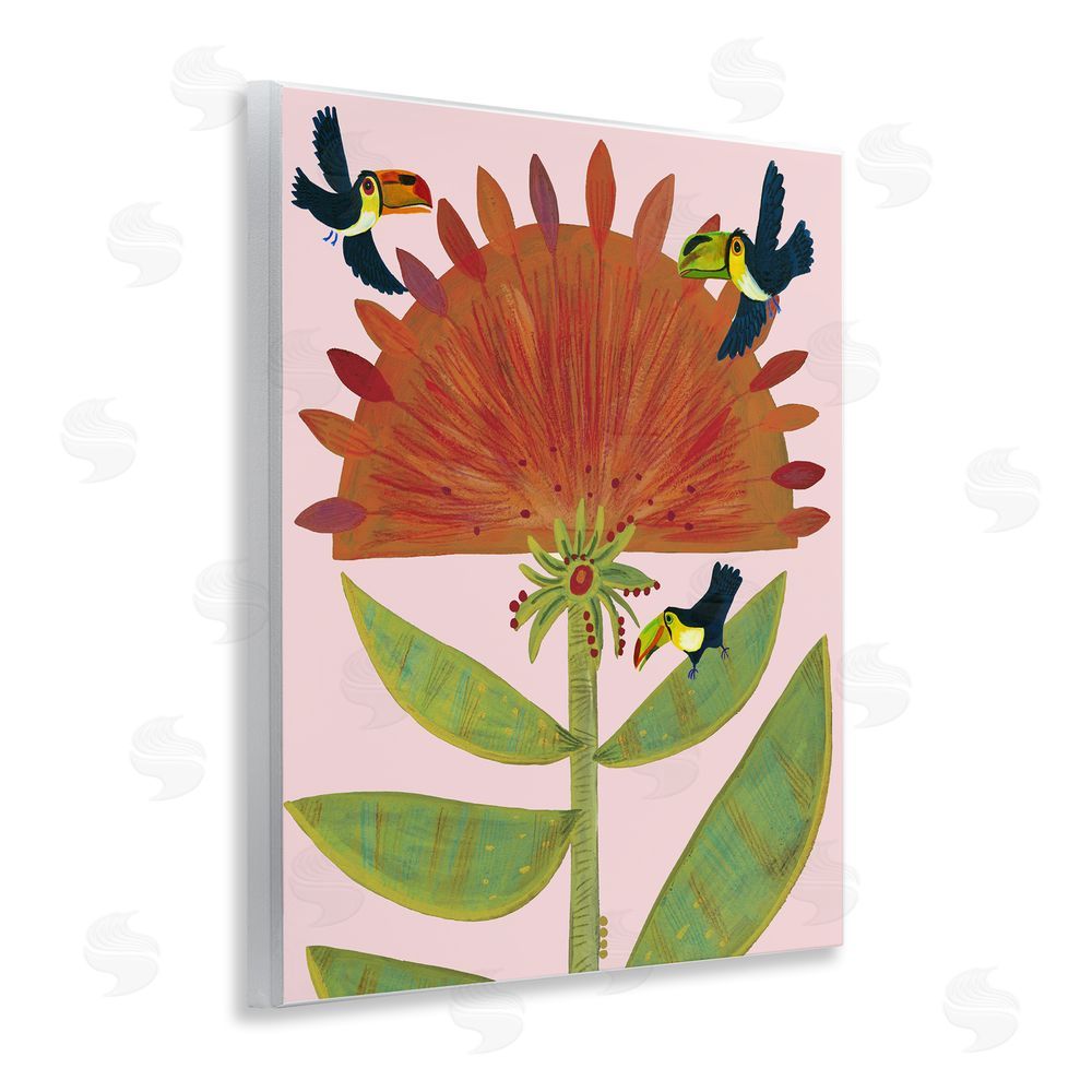 Kay Widdowson Tropical Plant & Toucans Wooden Wall Plaque Art Print