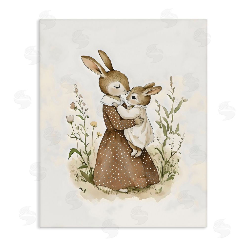 Arlington Prints A Mother's Love Rabbits Stretched Canvas Wall Art Print