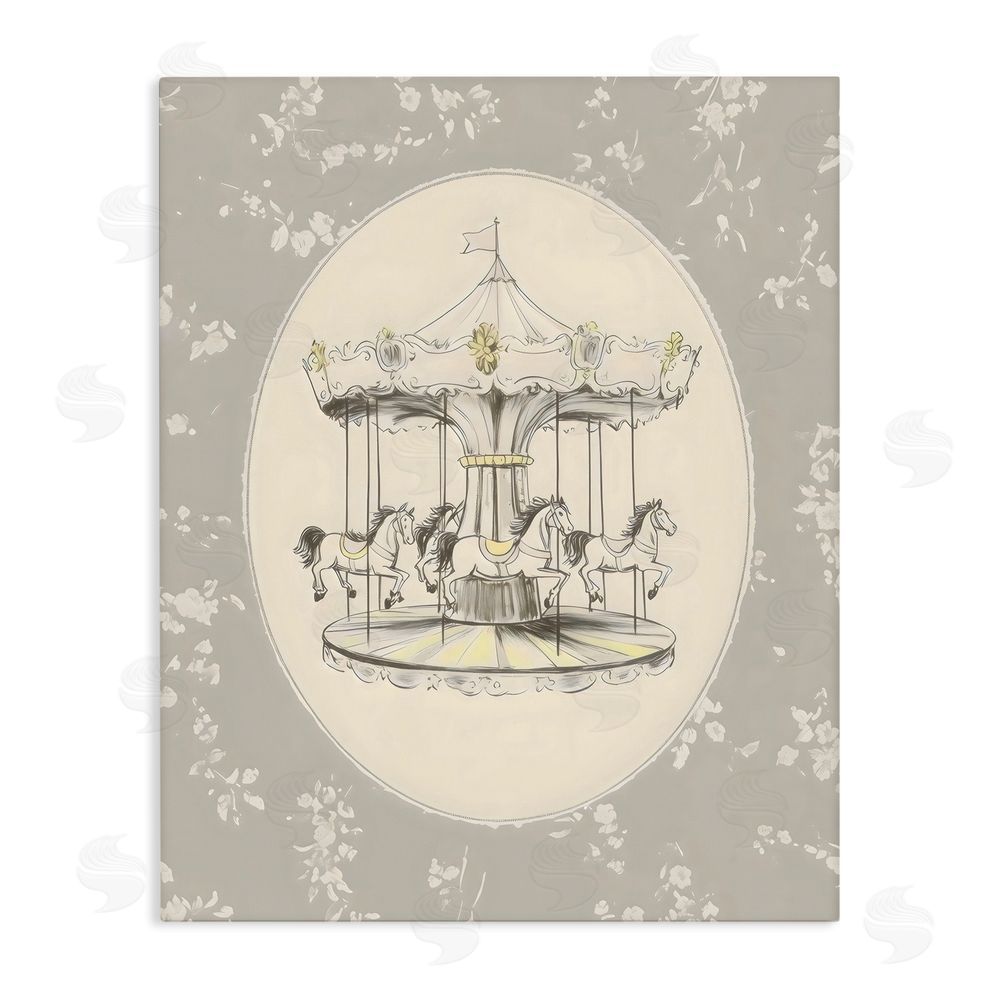 Arlington Prints Gentle Floral Carousel Stretched Canvas Wall Art