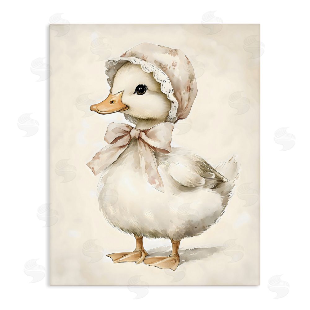 Arlington Prints Duck Wearing Bonnet Stretched Canvas Wall Art