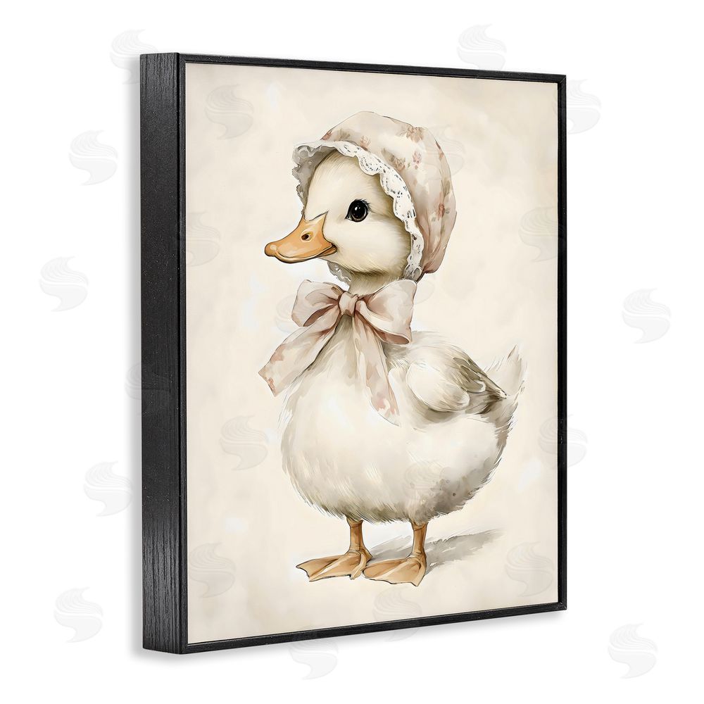 Arlington Prints Duck Wearing Bonnet Blacked Framed Giclee Wall Art Print