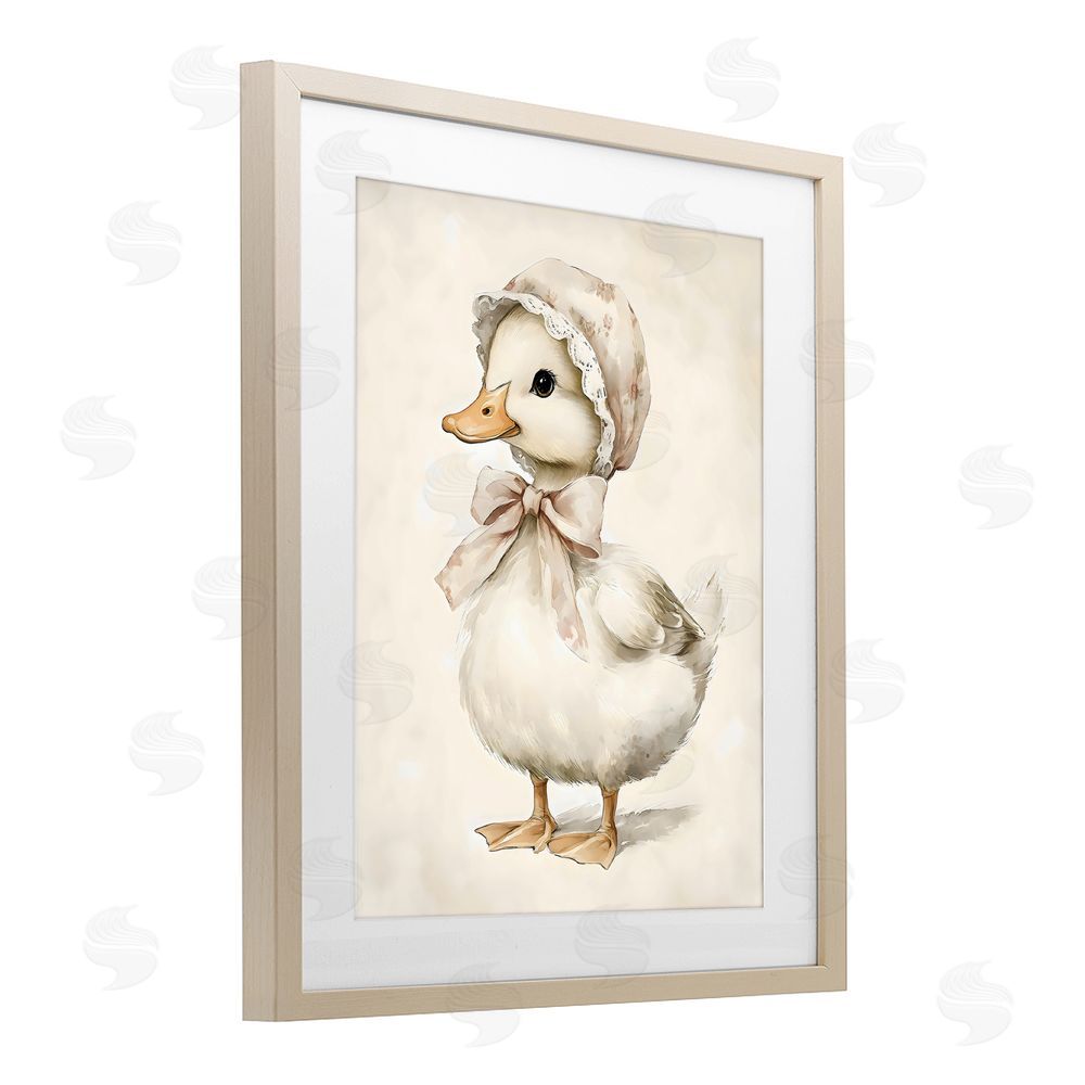 Arlington Prints Duck Wearing Bonnet Brown Framed Print Under Glass with Mat Wall Art