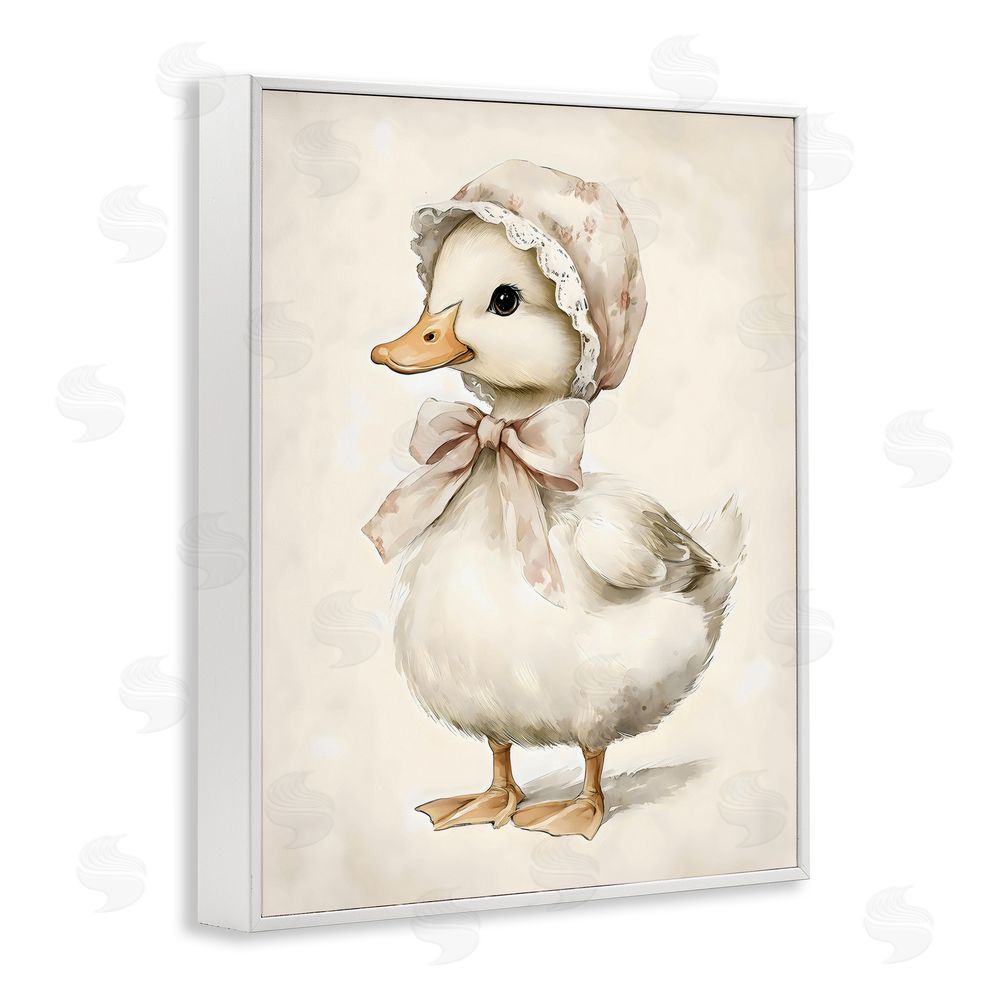 Arlington Prints Duck Wearing Bonnet White Framed Giclee Wall Art Print