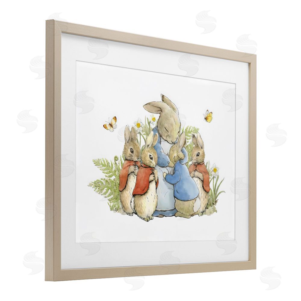 Arlington Prints Hugging Mother Rabbit Brown Framed Print Under Glass with Mat Wall Art