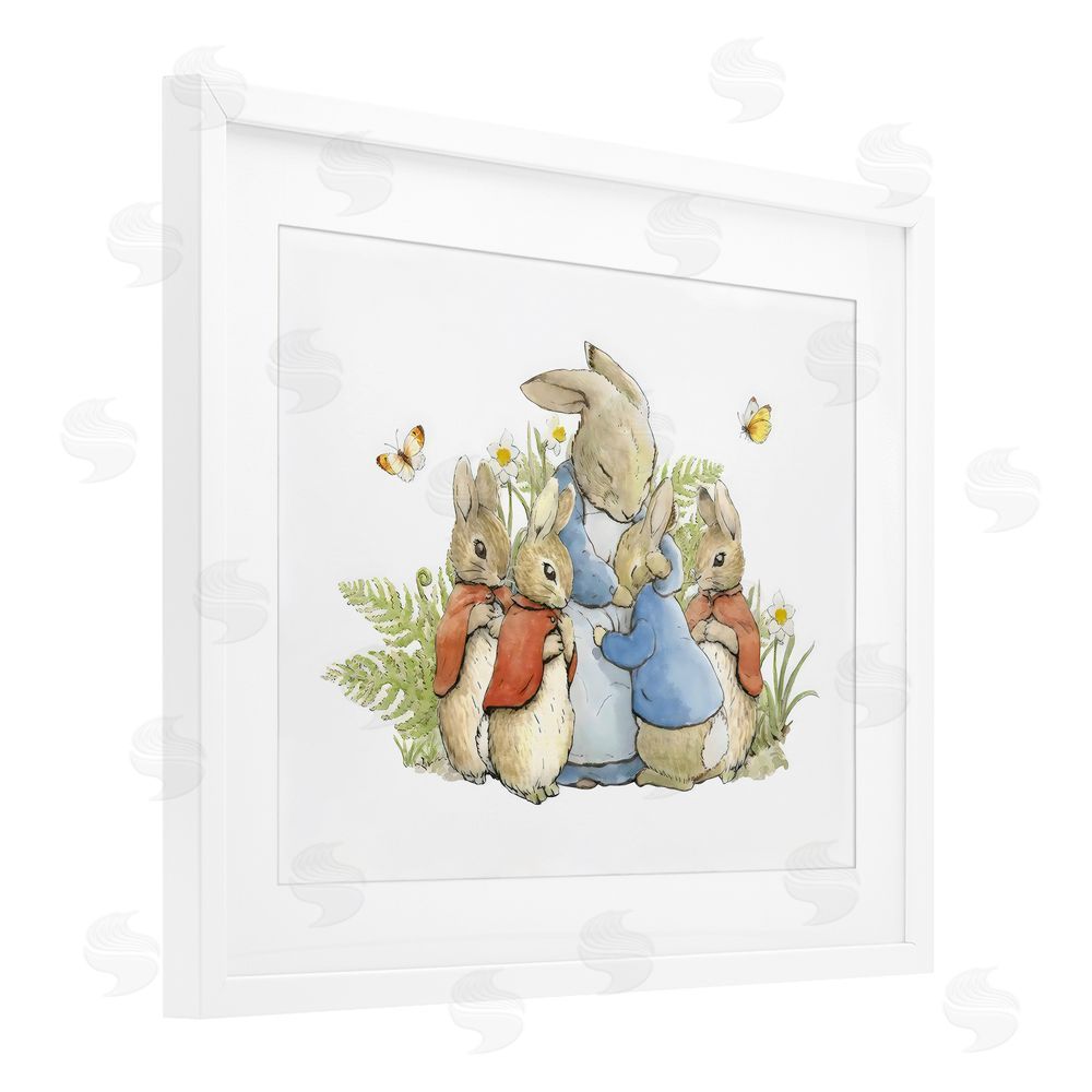 Arlington Prints Hugging Mother Rabbit White Framed Print Under Glass with Mat Wall Art