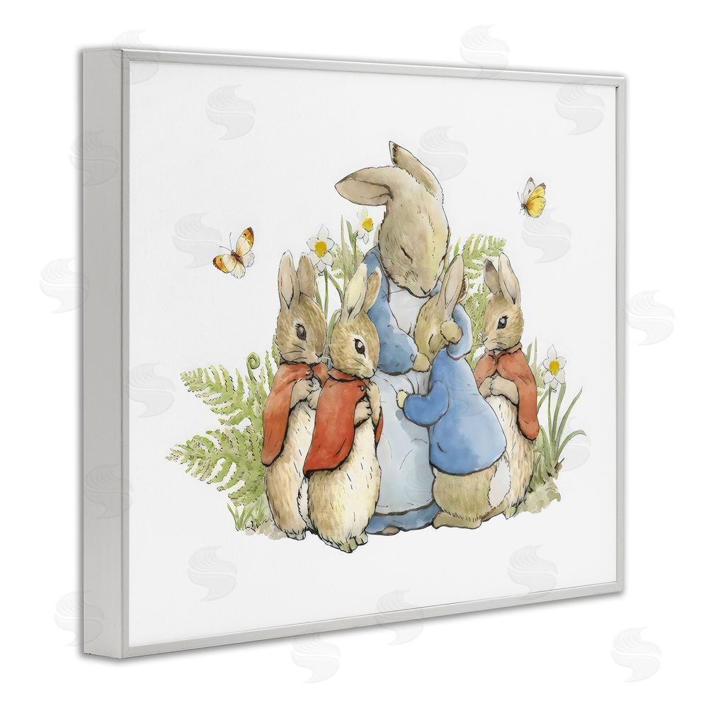 Arlington Prints Hugging Mother Rabbit White Framed Giclee Wall Art Print