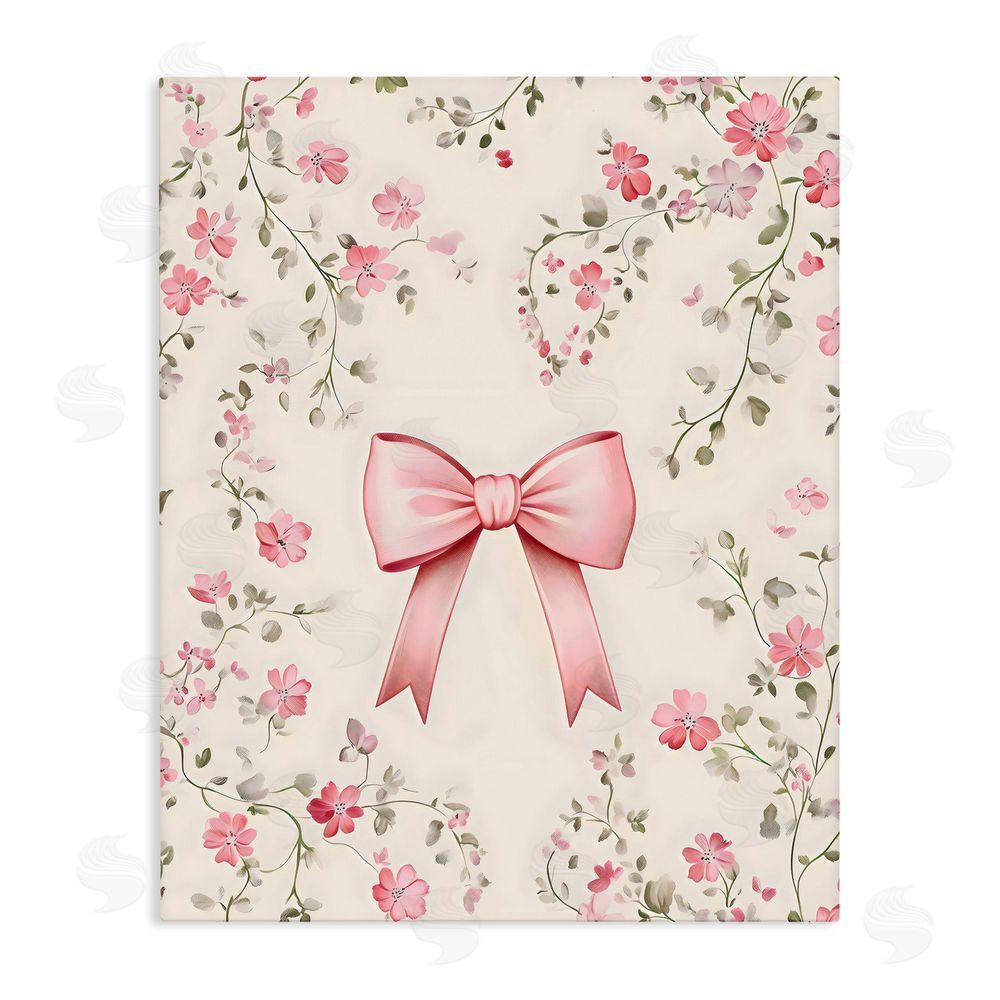 Arlington Prints Girly Ribbon Bow Stretched Canvas Wall Art