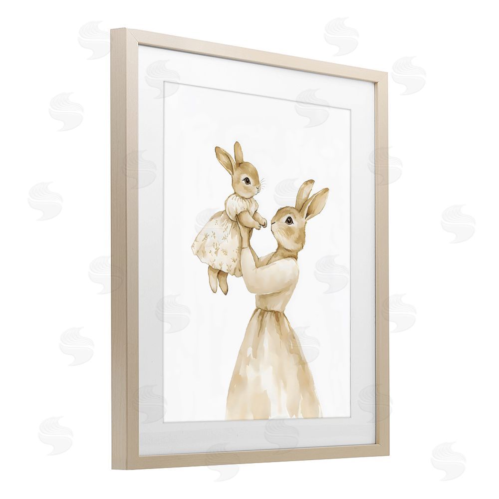 Arlington Prints Tender Mama Rabbit Brown Framed Print Under Glass Wall Art