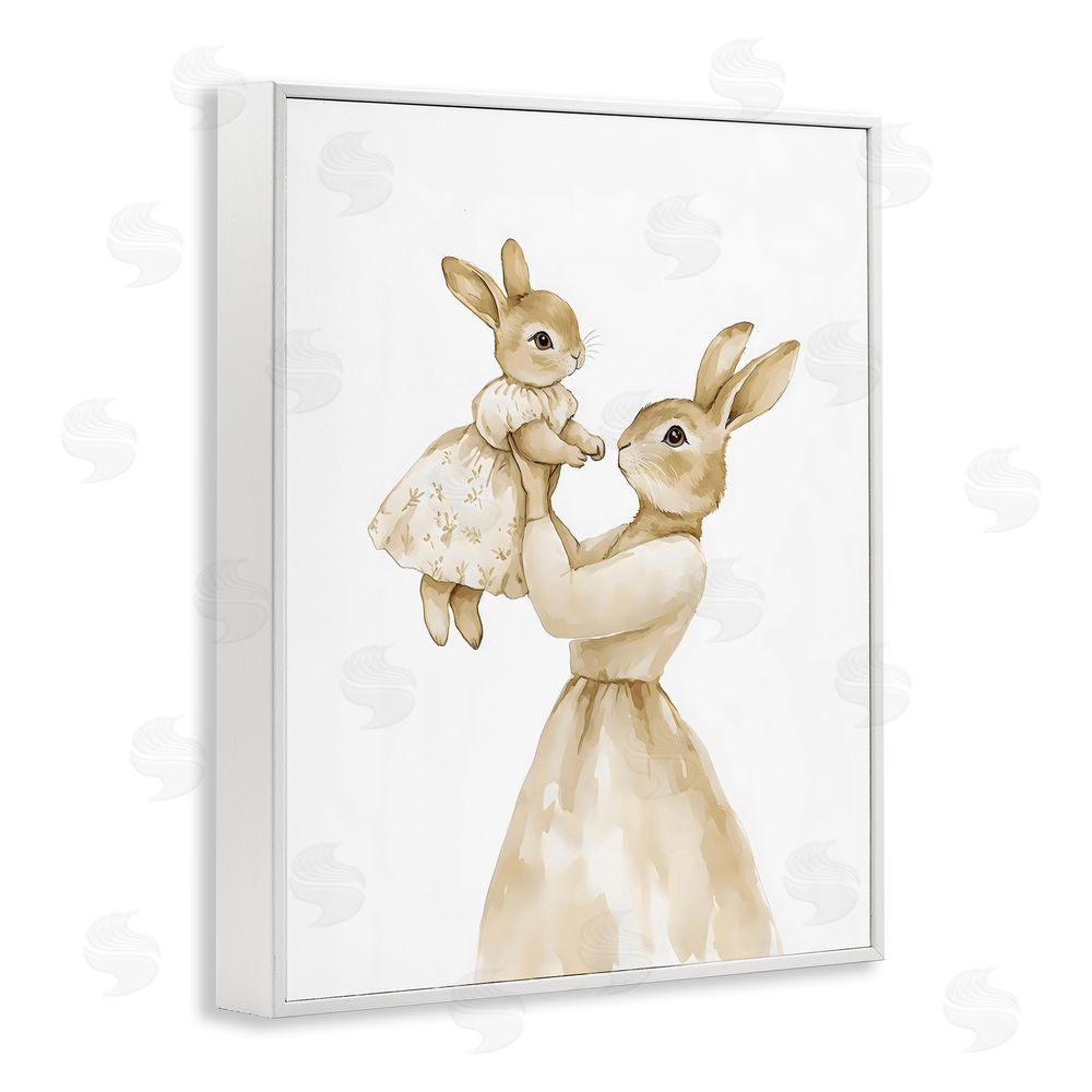 Arlington Prints Tender Mama Rabbit White Framed Giclee Wall Art Print