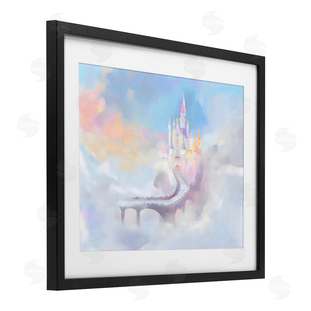 Arlington Prints Enchanted Bridge To Castle Black Framed Print Under Glass Wall Art