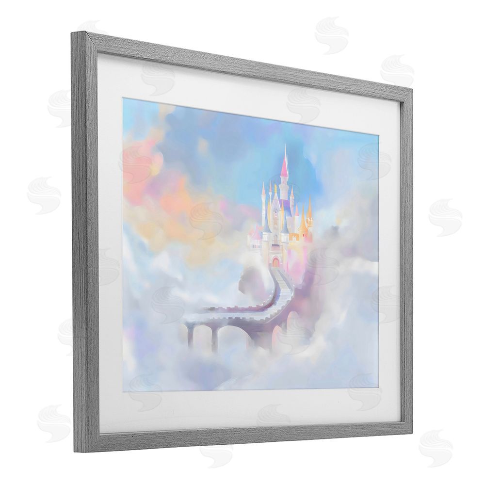 Arlington Prints Enchanted Bridge To Castle Gray Framed Print Under Glass Wall Art