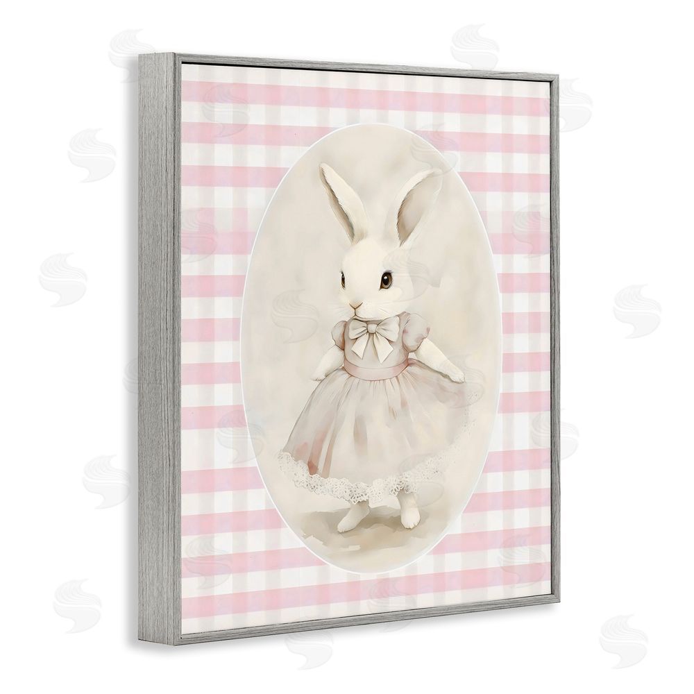 Arlington Prints Sweet Pink Girl Bunny Gray Framed Giclee Wall Art Print