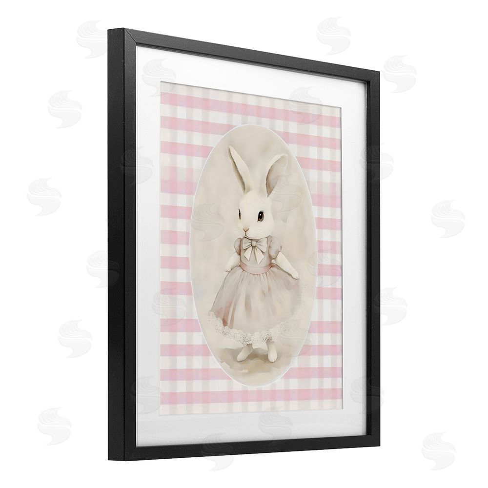 Arlington Prints Sweet Pink Girl Bunny Black Framed Print Under Glass Wall Art