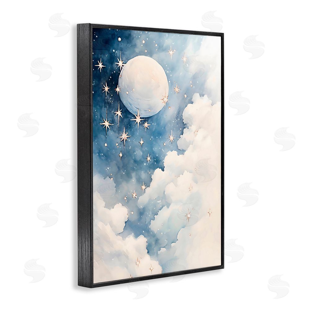 Creative Studio Starry Night with Dreamy Clouds Black Framed Giclee Wall Art Print