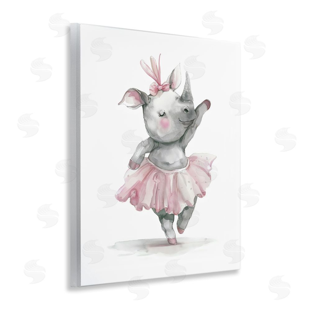 LSR Design Studio Ballerina Rhino in Pink Tutu Wall Plaque Art Print with White Foil Wrap