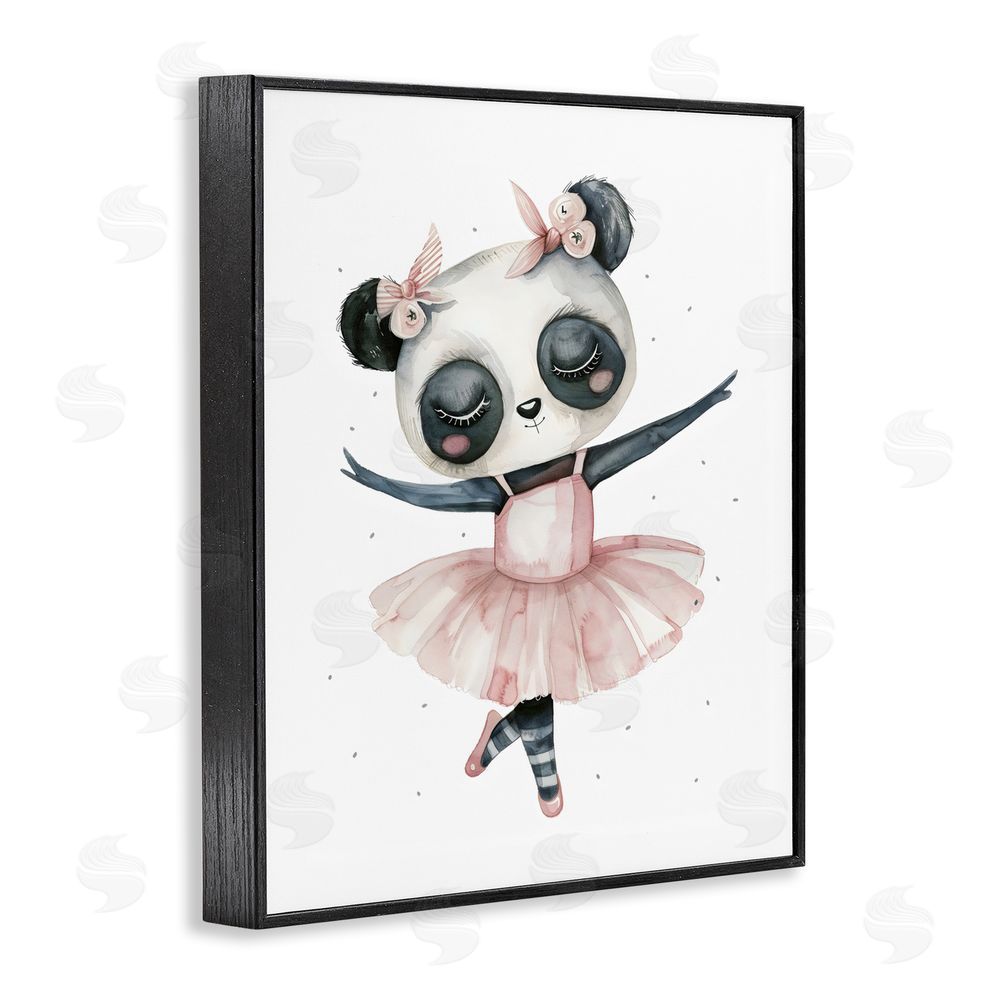LSR Design Studio Ballerina Panda in Pink Tutu Black Framed Giclee Wall Art Print